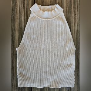 Babaton Sculpt Knit Mockneck Tank, Small, off-white